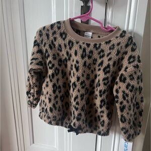 NWT Carters brand 18M girls leopard print sweater with cute black bow